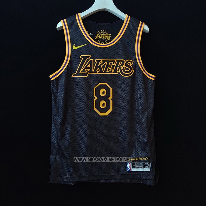 Camiseta Los Angeles Lakers Kobe Bryant NO 8 Black Mamba Autentico Negro